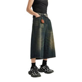Wide Leg Washed Denim Jort